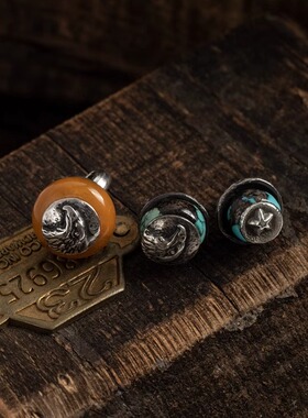 KOPO METAL 职人原创银饰 天然蜜蜡灯笼珠项链吊坠 复古银挂饰