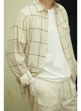 VALLEE 日本进口面料大格纹复古长袖衬衫 宽松版型 VE080