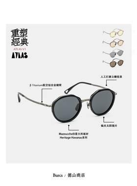 BURCS ATLAS V1刚柔并济β钛金属太阳眼镜 意大利板材96H研磨抛光