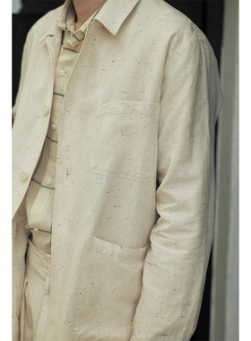 VALLEE 棉麻混纺经典复古法式工装夹克 衬衫式夹克 VE082