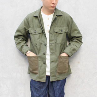 复古水洗orSlow美式四袋衬衫夹克 日制纯棉绸缎面料 宽松短裁