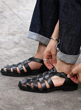 Paraboot ferret 法式精致编织皮凉鞋 舒适轻盈男士罗马鞋 190212