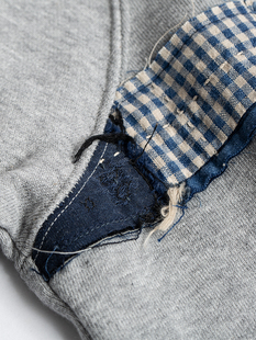 签名定番 Boro KUON 蓝染拼布卫衣 114CS0320H1 Striped Sweat