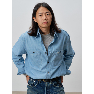 REMOCREVO ChambrayWorkShirts 青年布衬衫春秋男士休闲衬衫