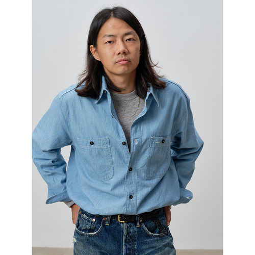REMOCREVO ChambrayWorkShirts 青年布衬衫春秋男士休闲衬衫
