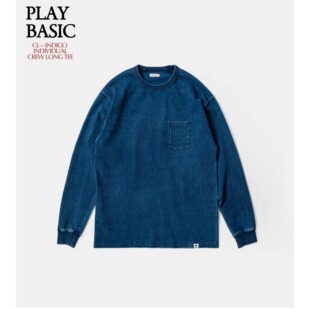 GOODYARN 三季实穿重磅长袖T恤 靛蓝绳染 做旧水洗 宽舒异形剪裁
