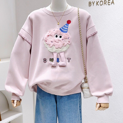学生少女卡通刺绣长袖卫衣女春秋季新款爆款宽松高级洋气上衣外套