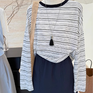 胖MM大码240斤条纹轻薄凉快防晒衫女上衣夏装宽松超好看遮肚子T恤