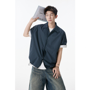 2025夏季新款小格子短袖衬衫CS002-P55控78棉,男装T恤,星座302A