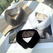 保暖皮草围巾气质百搭短款 新款 水貂毛小围脖女士冬季 整皮水貂毛领