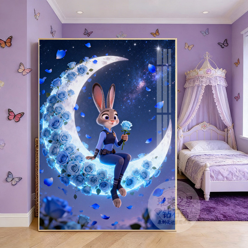 2026新款卡通兔子狐狸钻石绣可爱风卧室月亮手工点贴钻十字绣情侣