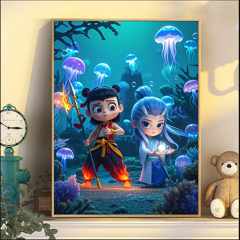 【新品】海底世界钻石画哪吒闹海