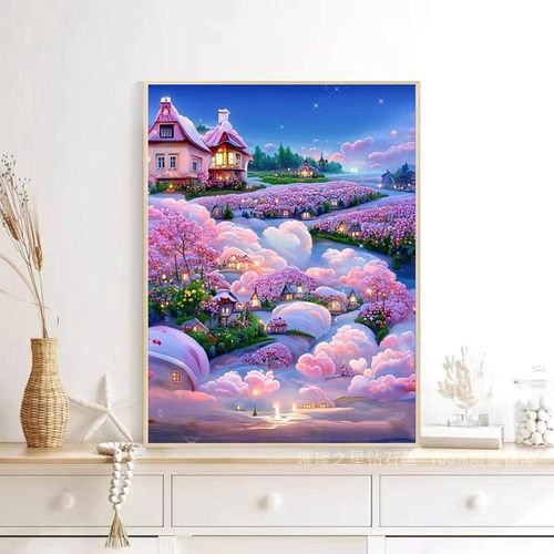 勋鸿绣坊满钻风景梦幻花海钻石画