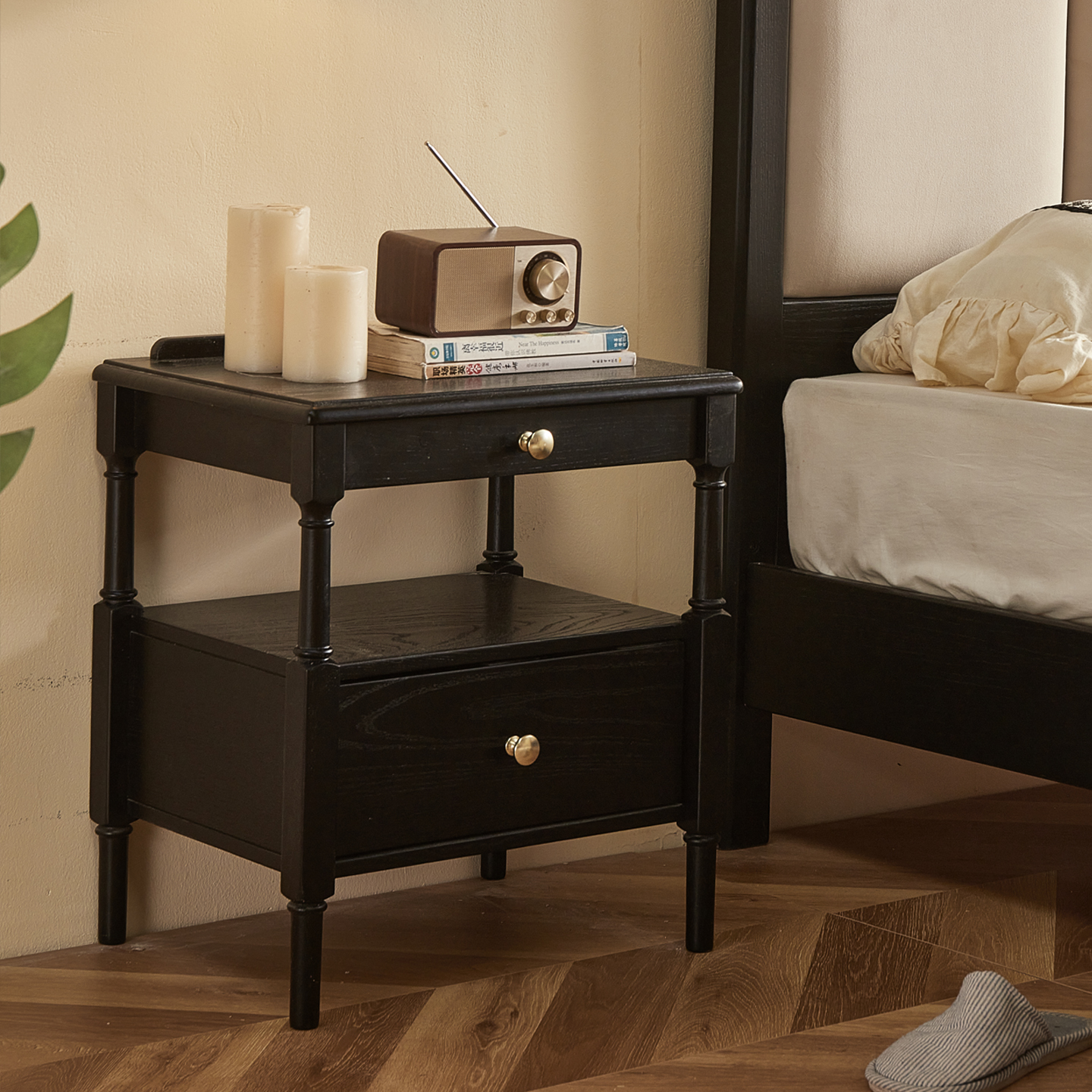 圣保罗法式复古中古风实木床头柜