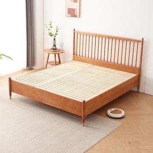 1米8高脚气压高箱床白蜡木储物超薄床头135北欧1米2小户型实木床