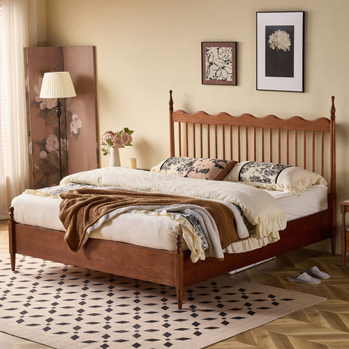 长190薄床头1米8波浪白蜡实木床