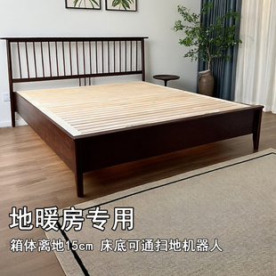 2025新款带储物空间适合小房间1米8实木1米5北欧不占地方白蜡木床