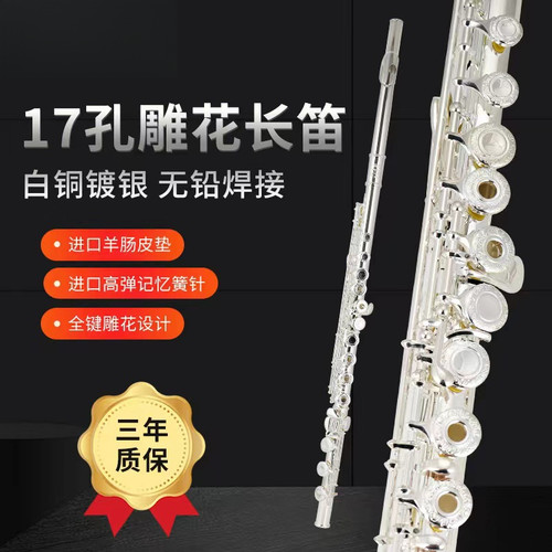 17孔16孔开闭孔专业长笛雕花儿童初学演奏考级乐团易吹C调