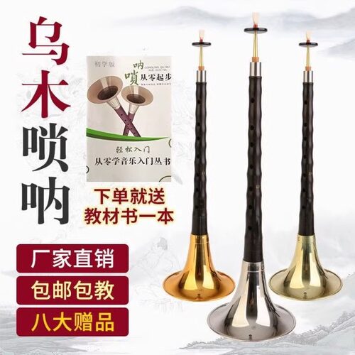 专业演奏黑檀木唢呐乐器全套大F调成人锁呐乌木送哨片精选低音