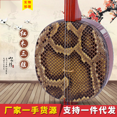 专业演奏红木三弦乐器 送弦配件真金花蟒皮背皮精制作标准弦乐