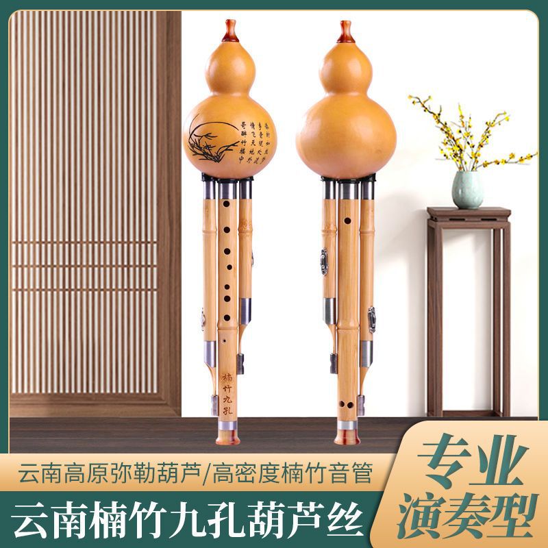 九孔葫芦丝乐器云南民族金丝楠竹演奏型成人学生宽音域厂家
