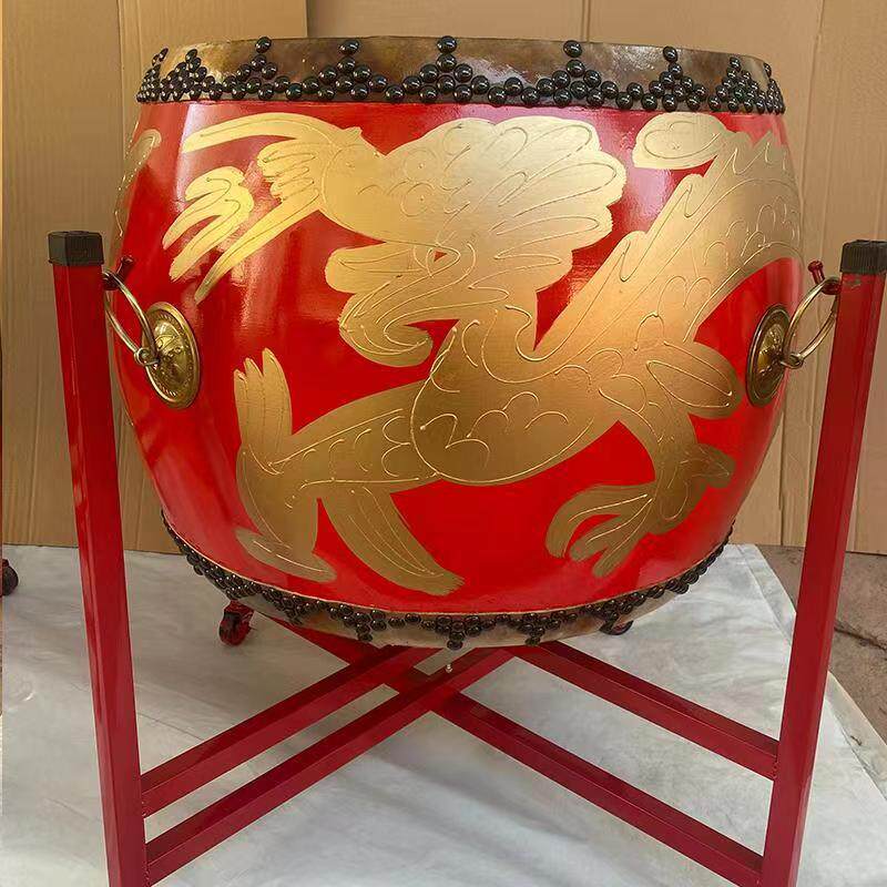 黄牛皮战鼓表演大鼓龙鼓威风锣鼓牛皮鼓乐器中国鼓红鼓堂鼓民族鼓