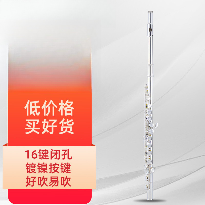 16闭孔法式按键长笛管乐器白铜按键E键分割C调镀镍专业演奏