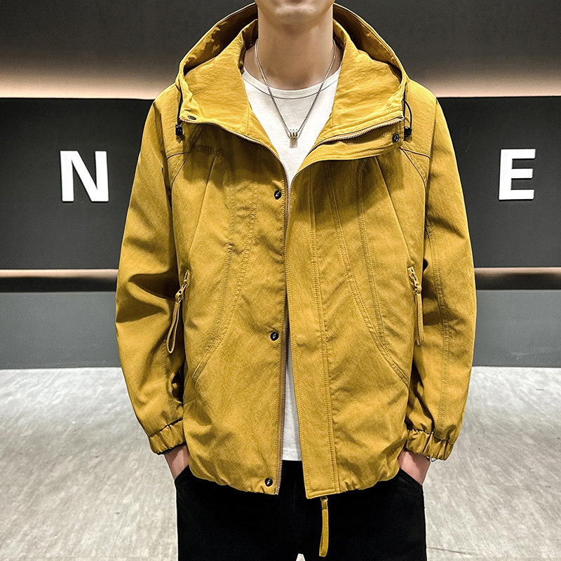 外套男装春款连帽休闲2026新款上衣轻奢男士夹克百搭青年纯色拉链