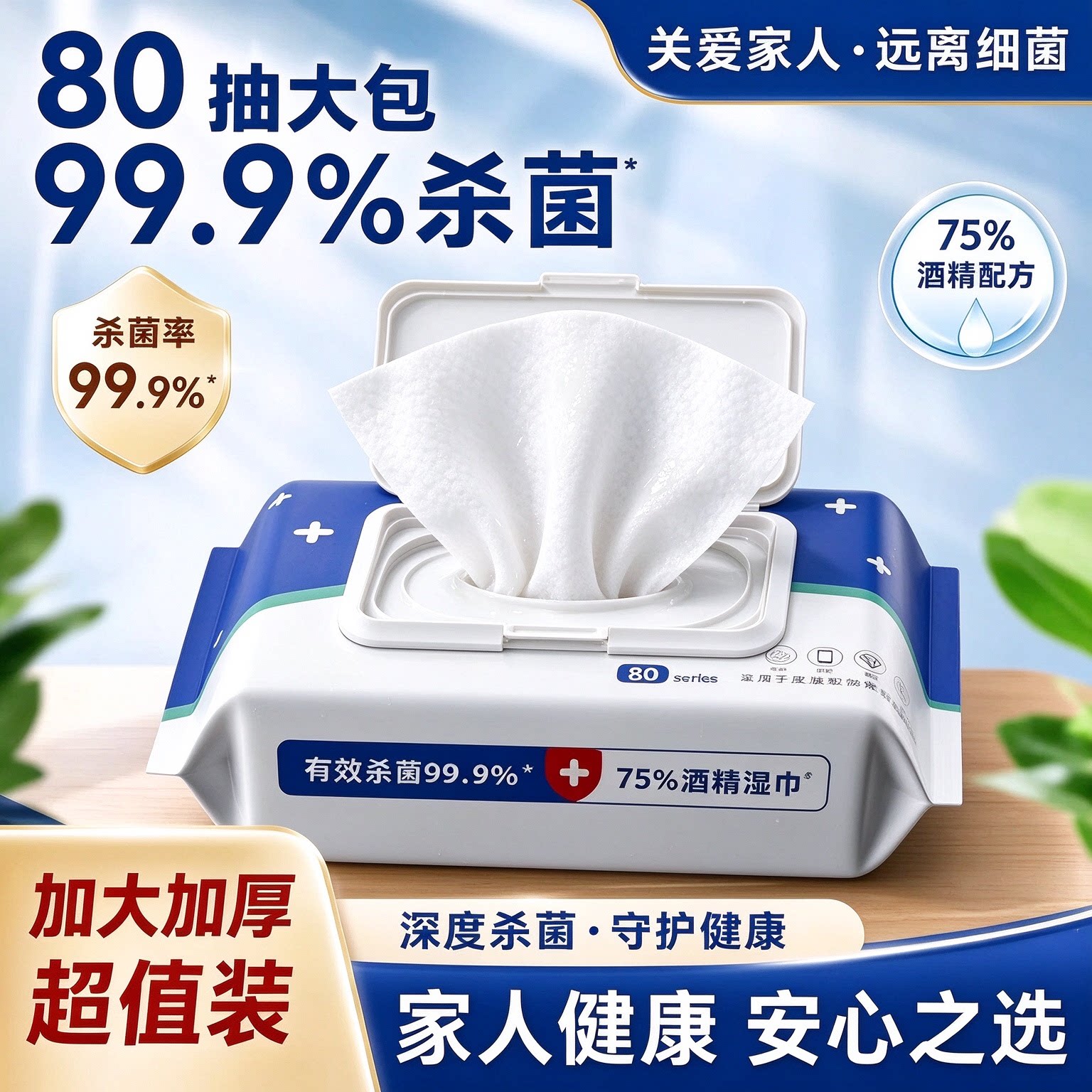 酒精消毒湿巾75%酒精湿巾学生大包家用湿纸巾杀菌去污湿巾纸