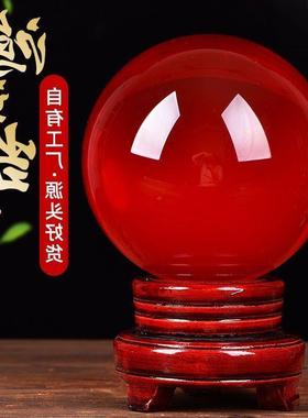2025年新款鸿运当头红色水晶球摆件家居开业红色风水个性客厅