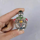 古玩收藏银合金藏银镶嵌景泰蓝收藏烟具迷你鼻烟壶鼻吸随身带瓶子