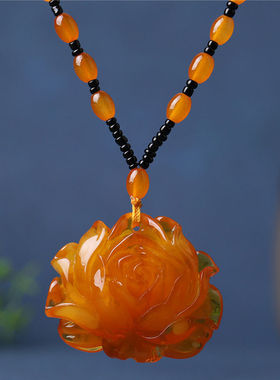 民族风复古琥珀色老蜜蜡吊