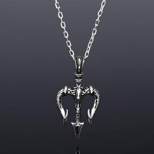 欧美影视海王三叉戟吊坠霸气个性合金项链男女潮欧美嘻哈蹦迪挂件