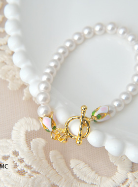 仙女珍珠手链甜美长安郁金香珍珠手链小众设计感OT扣珍珠手链