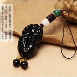 2026年个性潮流新黑曜石貔貅手机链手机挂件 手机挂饰饰品
