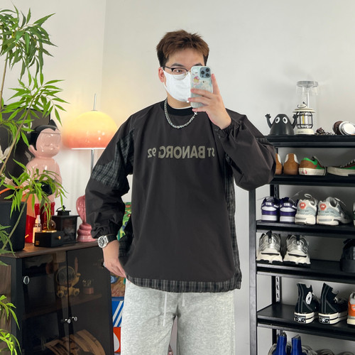 复古撞色运动时髦风长袖POLO衫男