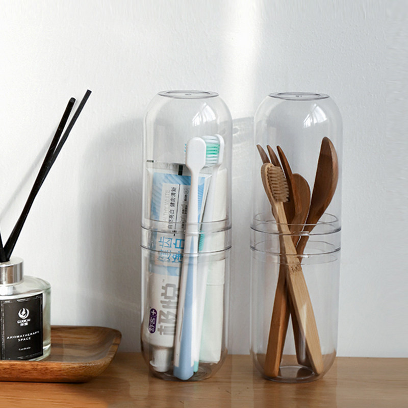 便携式旅行漱口杯出差套装刷牙杯宿舍带盖洗漱牙刷杯情侣水杯套装