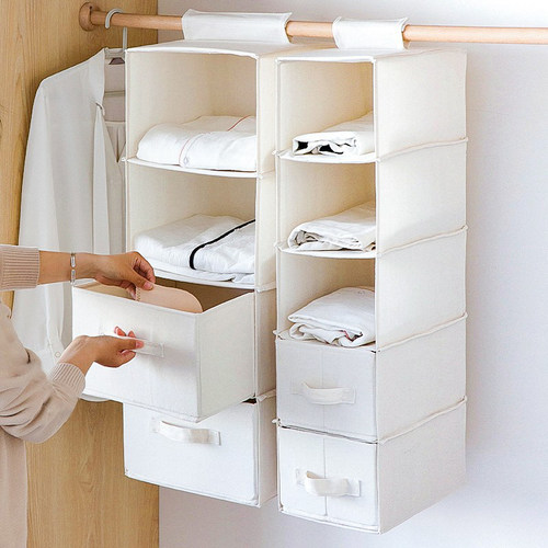 棉麻抽屉式衣服神器多层收纳挂袋