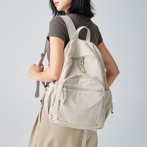 帆布女士超轻防水大容量双肩包