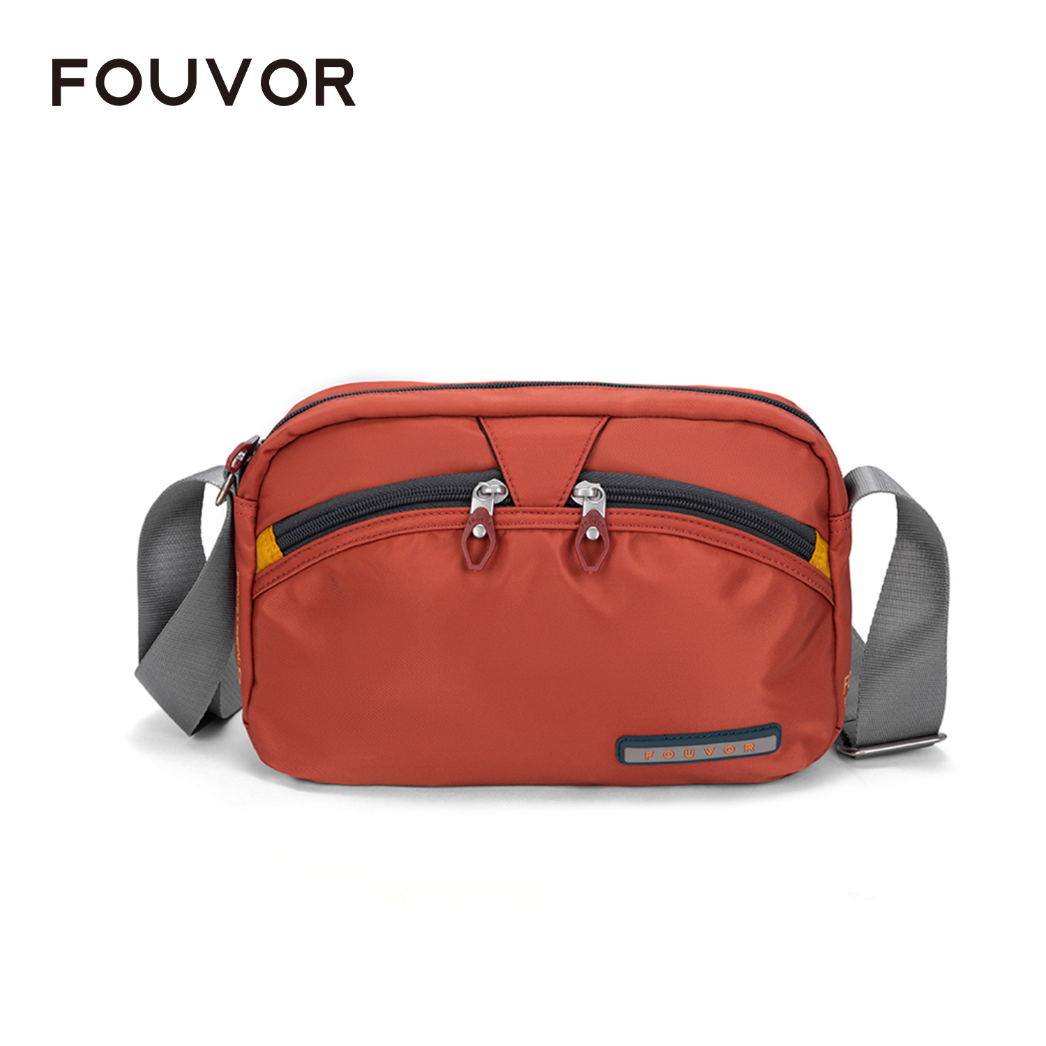 Fouvor运动帆布斜挎包男女新款通用尼龙轻便手机包多拉链百搭小包