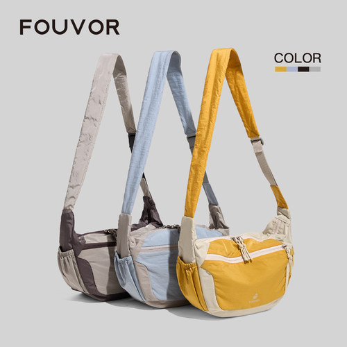 Fouvor撞色大容量斜挎饺子包