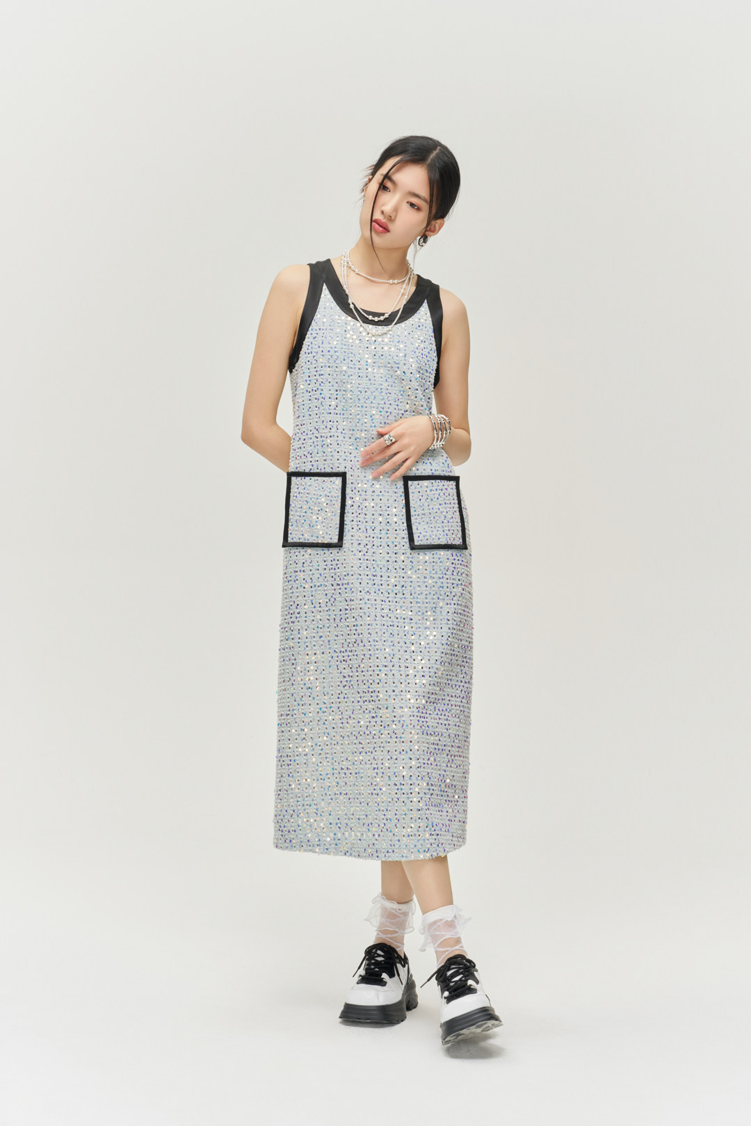 YIJIANGLAN24春夏新豪门千金连衣裙长款珠片晚装小礼服YJL24C6685