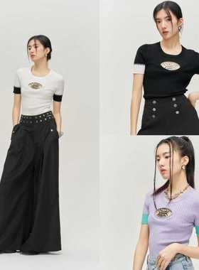 YIJIANGLAN春夏新短款高端针织衫财阀千金甜酷修身显瘦YJL24C1017