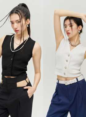 YIJIANGLAN春夏新款针织衫毛衫冰凉修身显瘦时尚马甲女YJL24C1011