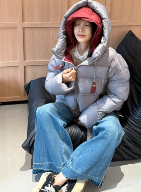 CC591 25秋冬新款时尚休闲撞色保暖三防连帽小众羽绒面包服D6215