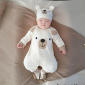 新生婴儿早秋款 连体衣男宝宝纯棉无骨外出哈衣连体爬服A类小月龄