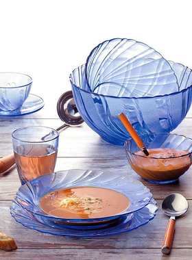 法国进口钢化玻璃餐具螺纹系列duralex多莱斯饭碗 鱼盘 果汁茶杯