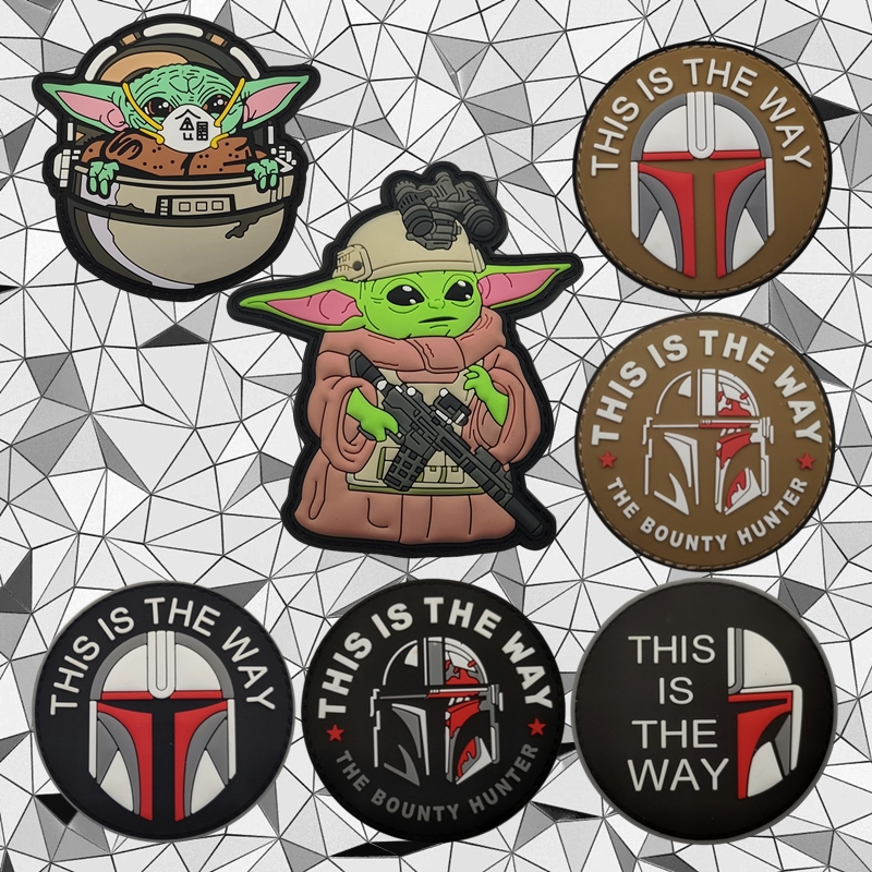 星球大战曼达洛人头盔魔术贴臂章 PVC胶章战术犹达士气章背包贴章