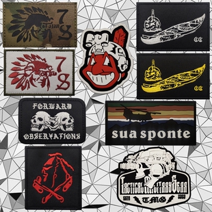 哥特夜视仪骷髅士气章 印第安人反光魔术贴章战术背包贴 骷髅徽章