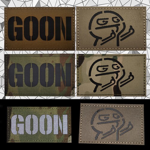 举起双手问候表情包反光魔术贴徽章GOON呆子臂章创意背包贴士气章